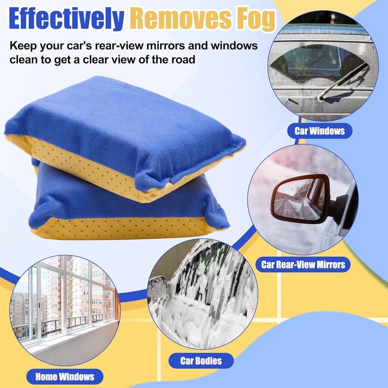 Anglekai 2PCS Window Defogger Sponge, Absorbent Window Glass Defogger Car Windshield Cleaner for Auto Cleaning(Blue+Yellow) - Image 4